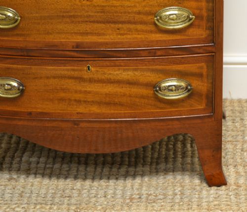 fig 1. Fine Quality Small Regency Bow Fronted Antique Chest of Drawers