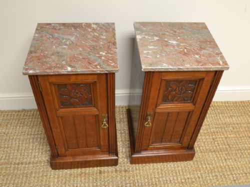 fig 2. Pair of Victorian Walnut Arts & Crafts Bedside Cabinets