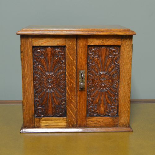 Quality Oak Victorian Small Stationary Box with Fitted Interior