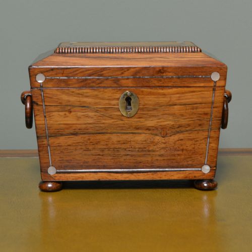 Beautiful Regency Rosewood Sarcophagus Antique Tea Caddy