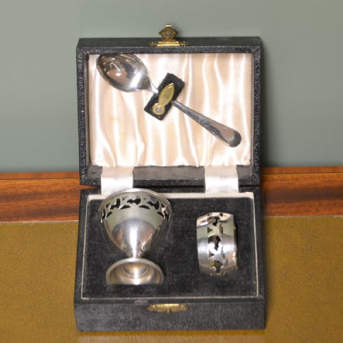 Boxed Napkin Ring, Egg Cup and Spoon