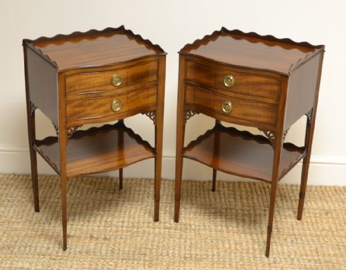 fig 2. Unusual Pair of Edwardian Mahogany Antique Bedside Tables
