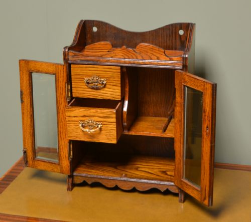 fig 1. Small Oak Victorian Glazed Antique Cupboard