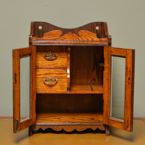 fig 2. Small Oak Victorian Glazed Antique Cupboard