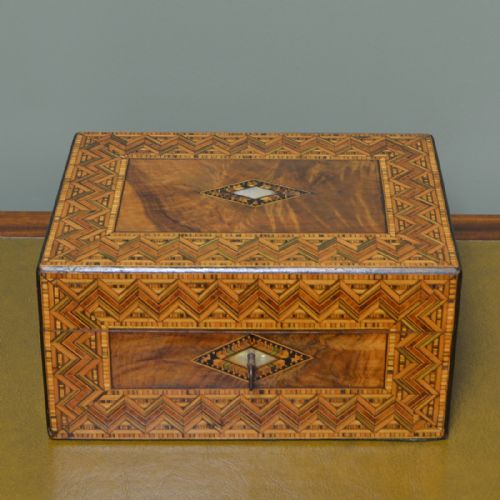 Superb Quality Tunbridge Ware Victorian Antique Jewellery Box