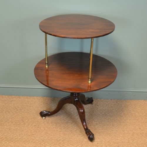 Spectacular Quality Georgian Mahogany Antique Two Tier Occasional Table