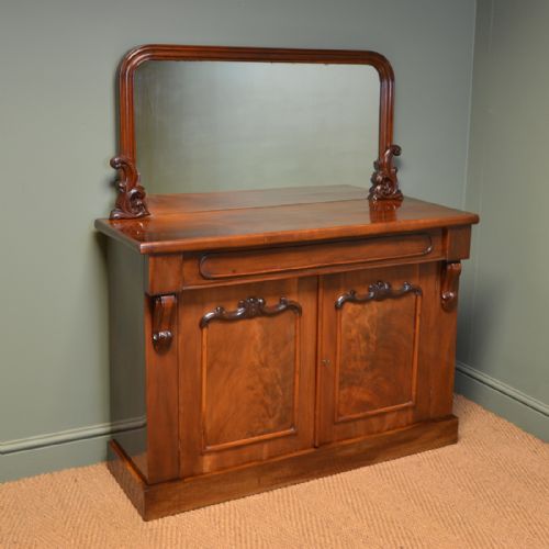 Splendid Figured Mahogany Victorian Mirrored Back Antique Chiffonier