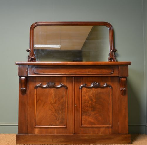 fig 1. Splendid Figured Mahogany Victorian Mirrored Back Antique Chiffonier