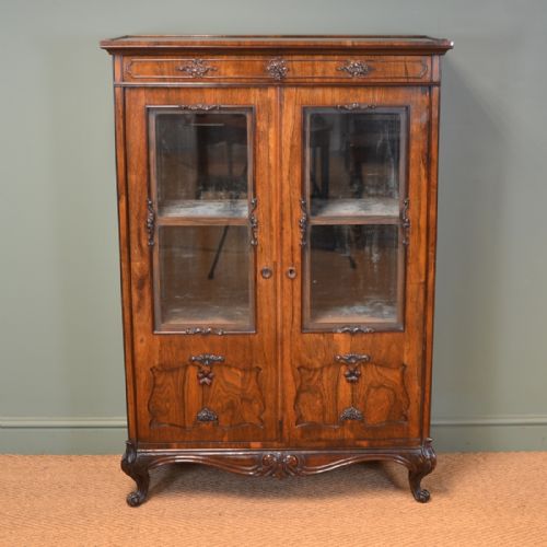 Spectacular Victorian Rosewood Antique Display Cabinet