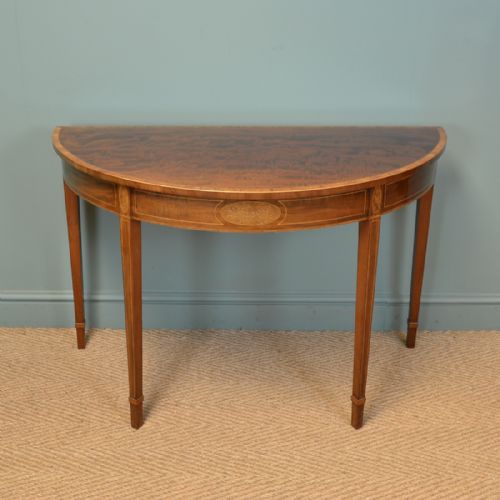 Spectacular Figured Mahogany Edwardian Demi Lune Antique Console Table