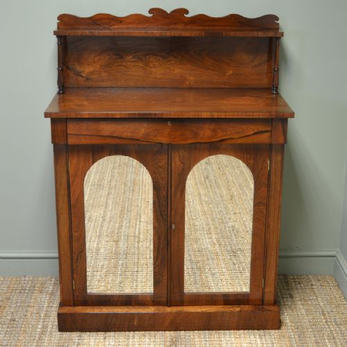 Spectacular Regency Figured Rosewood Mirrored Antique Chiffonier