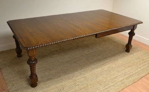 Quality Large Victorian Solid Oak Extending Antique Dining Table