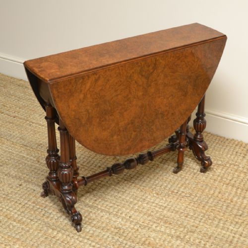 Spectacular Victorian Figured Large Walnut Antique Sutherland Table