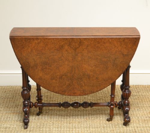 fig 1. Spectacular Victorian Figured Large Walnut Antique Sutherland Table