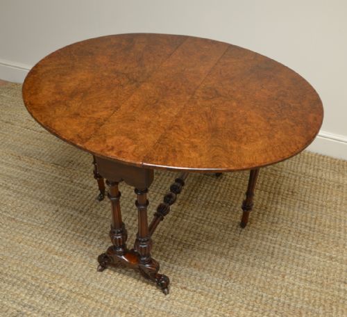fig 3. Spectacular Victorian Figured Large Walnut Antique Sutherland Table