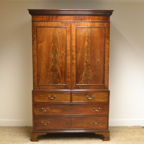 Country House Georgian Mahogany Antique Linen Press