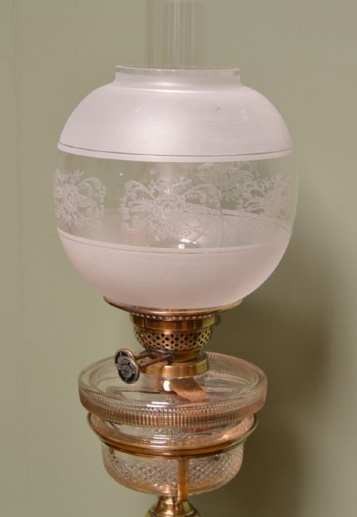 fig 1. Decorative Victorian Brass Antique Oil Lamp
