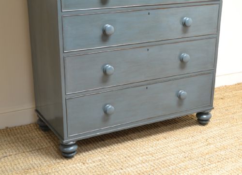 fig 1. Tall Painted Victorian Antique Chest Of Drawers