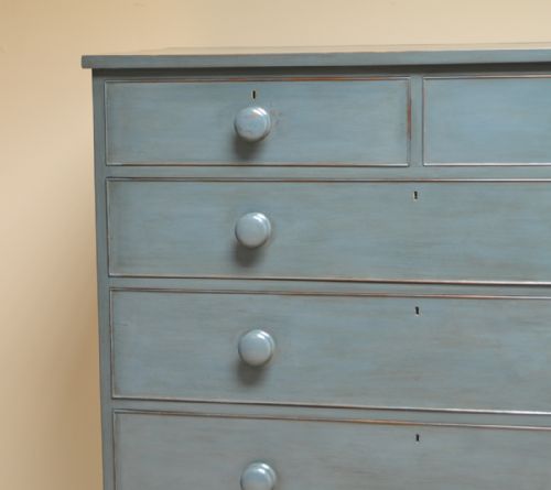fig 2. Tall Painted Victorian Antique Chest Of Drawers