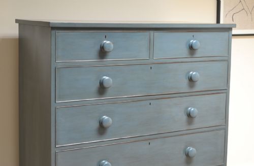 fig 3. Tall Painted Victorian Antique Chest Of Drawers