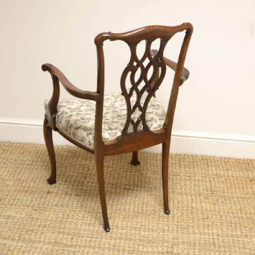 fig 1. Elegant Pair of Chippendale Design Walnut Antique Carver Armchairs