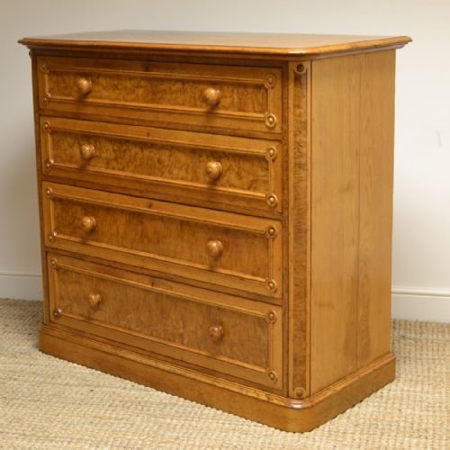 fig 1. Sensational Burr Pollard Oak Victorian Antique Chest of Drawers by Lambs of Manchester