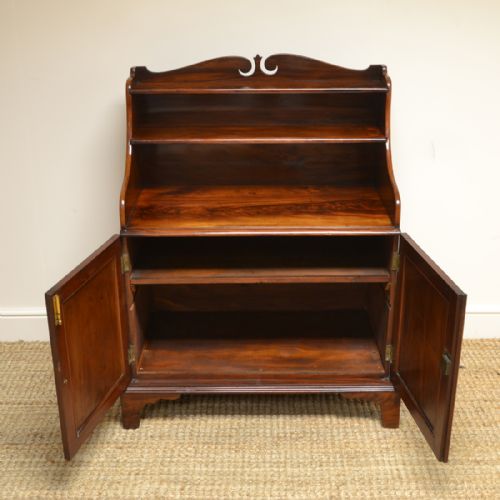 fig 1. Unusual Small Waterfall Mahogany Antique Chiffonier Bookcase