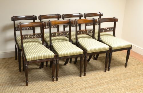 fig 1. High Quality Set of Eight Regency Walnut Antique Dining Chairs