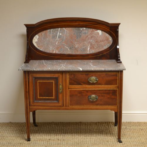 Quality Victorian Mahogany Inlaid Antique Wash Stand