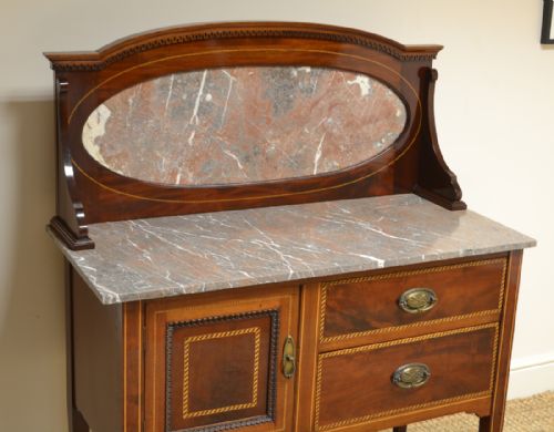 fig 3. Quality Victorian Mahogany Inlaid Antique Wash Stand