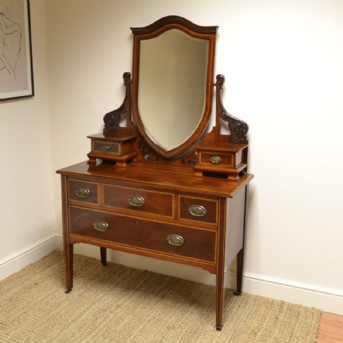 Quality Victorian Mahogany Inlaid Antique Dressing Table
