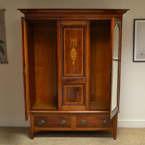 fig 2. Quality Victorian Mahogany Inlaid Antique Double Wardrobe
