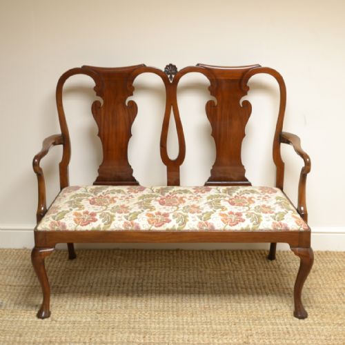 Quality Edwardian Mahogany Antique Double Chair-back Settee