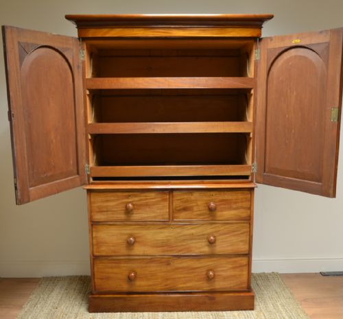 fig 1. Victorian Warm Mahogany Antique Linen Press