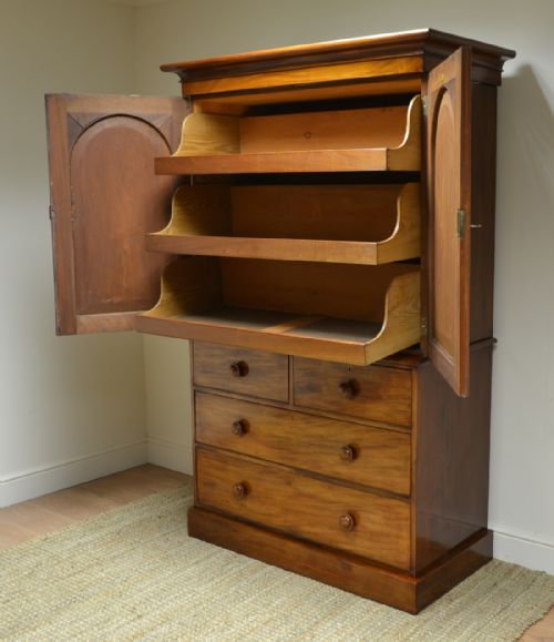 fig 2. Victorian Warm Mahogany Antique Linen Press