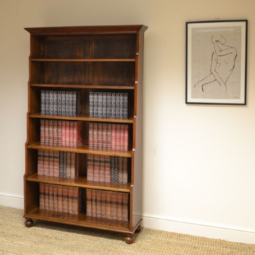 fig 3. Unique Regency Mahogany Tall Waterfall Antique Open Bookcase