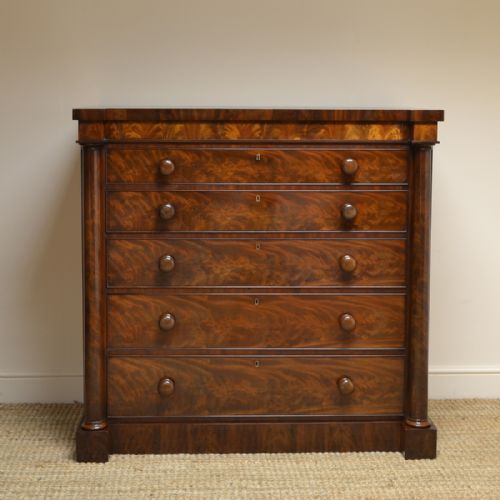 Quality Figured Mahogany Victorian Scottish Antique Chest of Drawers
