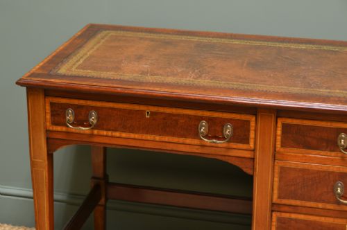 fig 1. Inlaid Edwardian Mahogany Antique Desk by Jas Shoolbred