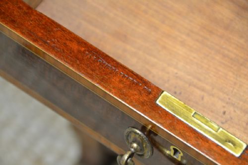 fig 2. Inlaid Edwardian Mahogany Antique Desk by Jas Shoolbred
