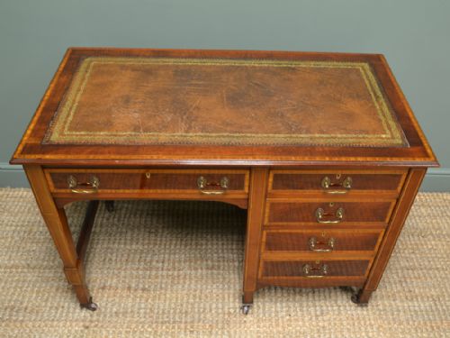 fig 3. Inlaid Edwardian Mahogany Antique Desk by Jas Shoolbred