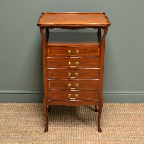 Elegant Edwardian Mahogany Inlaid Antique Music Cabinet