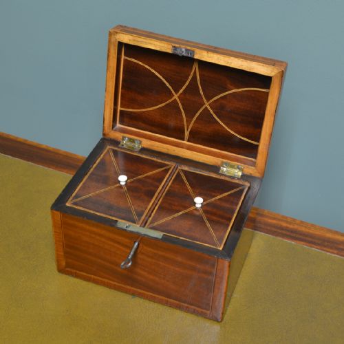 fig 1. High Quality Inlaid Regency Mahogany Antique Tea Caddy