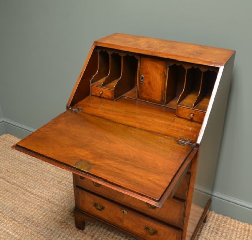 fig 1. Quality Small Edwardian Figured Walnut Antique Bureau