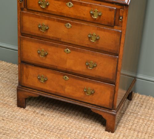 fig 3. Quality Small Edwardian Figured Walnut Antique Bureau