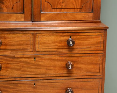 fig 3. Georgian Figured Mahogany Antique Cupboard on Chest