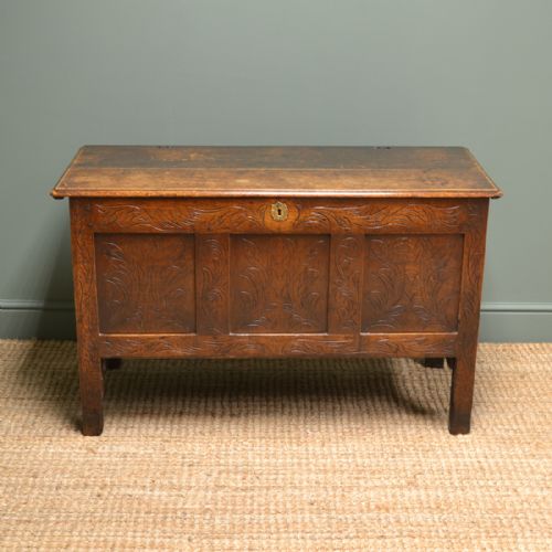 Warm Country Oak Early Eighteenth Century Antique Coffer.