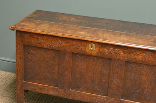 fig 2. Warm Country Oak Early Eighteenth Century Antique Coffer.