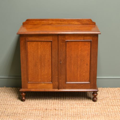 Unusual Victorian Small Slim Oak Antique Cupboard