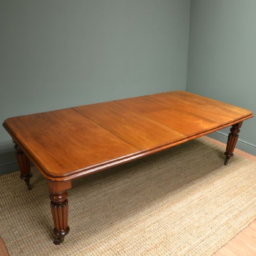 Large Victorian Figured Mahogany Antique Wind Out Dining Table