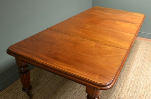 fig 1. Large Victorian Figured Mahogany Antique Wind Out Dining Table